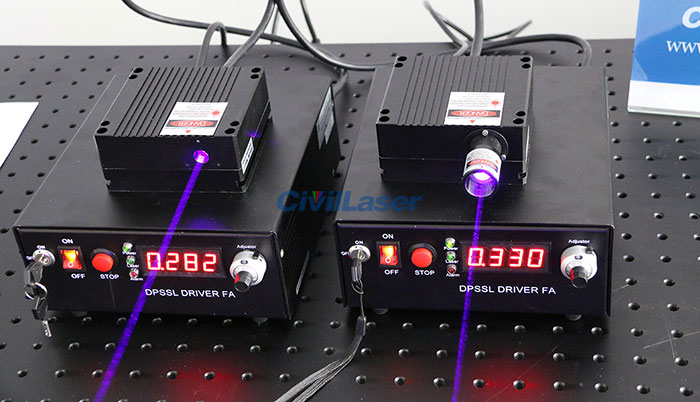 405nm 8000mW Blue-Violet high power Semiconductor laser with adjustable Power supply